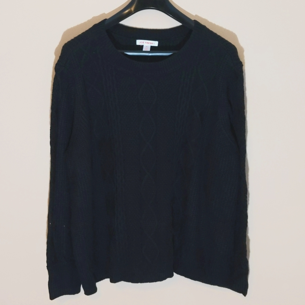 Joe Fresh| NWT Charcoal Black Crew Neck Textured Pattern Sweater Acrylic